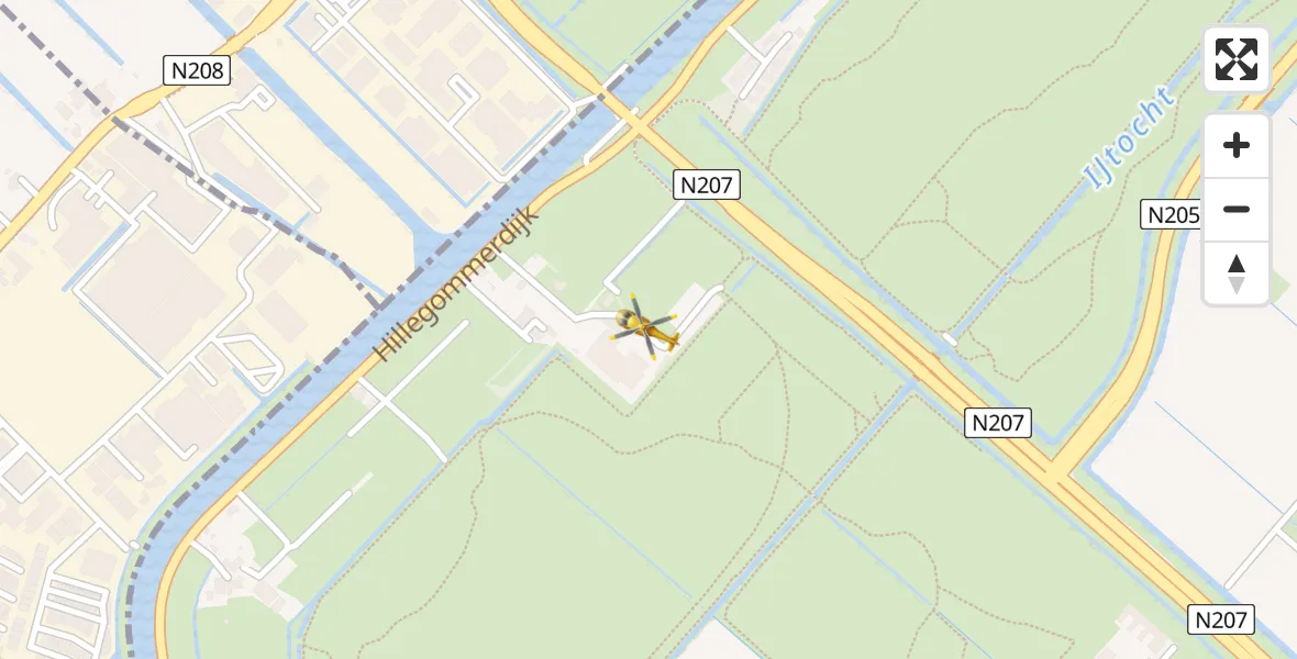 Vluchtroute Traumahelikopter van Lisserbroek naar Lisserbroek