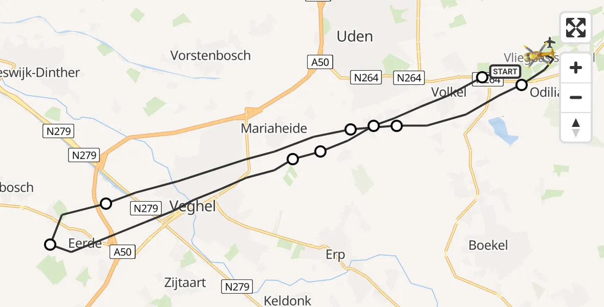 Vluchtroute Traumahelikopter Vliegbasis Volkel - Vliegbasis Volkel, 02 februari 2023, 14:23