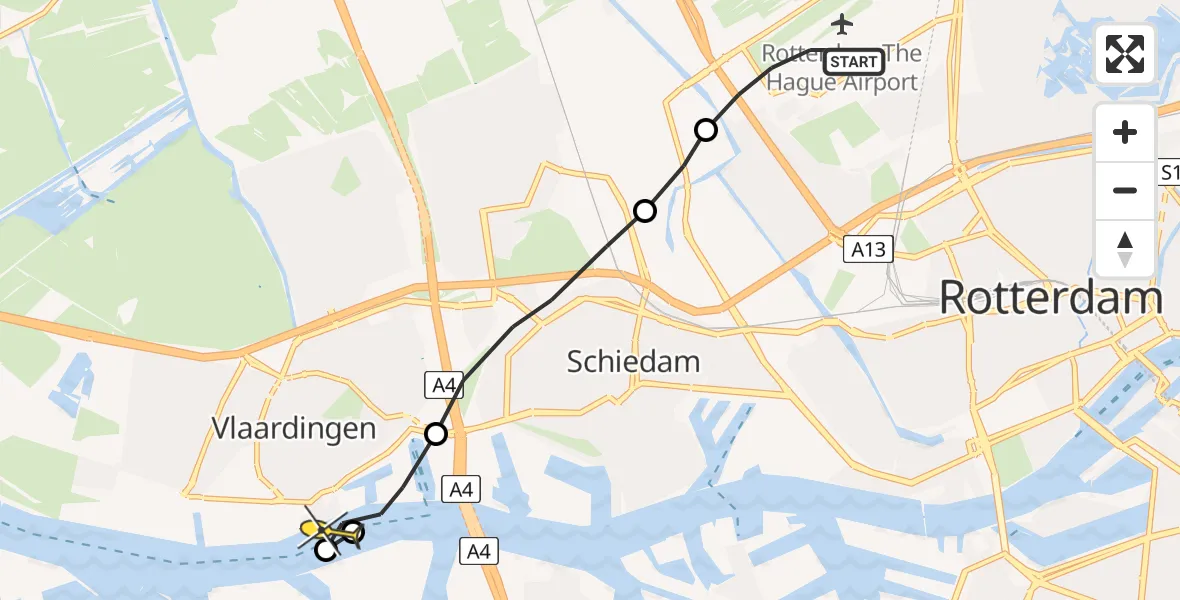 Routekaart van de vlucht: Lifeliner 2 naar Vlaardingen