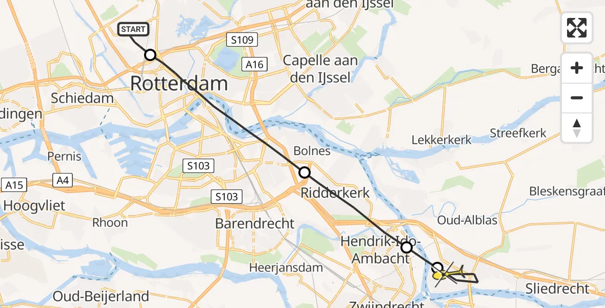 Routekaart van de vlucht: Lifeliner 2 naar Papendrecht