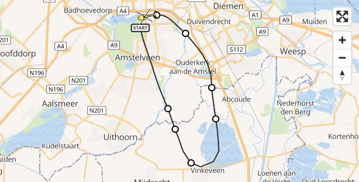 Routekaart van de vlucht: Lifeliner 1 naar VU Medisch Centrum Amsterdam
