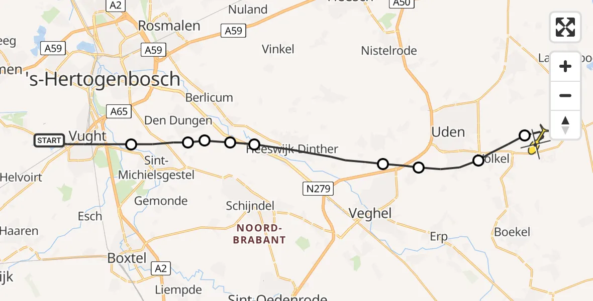 Routekaart van de vlucht: Lifeliner 3 naar Vliegbasis Volkel