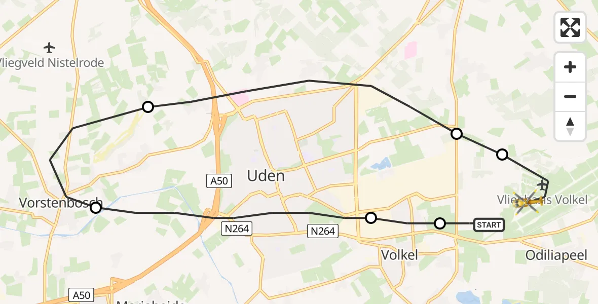 Vluchtroute Traumahelikopter Vliegbasis Volkel - Vliegbasis Volkel, 02 februari 2023, 21:18