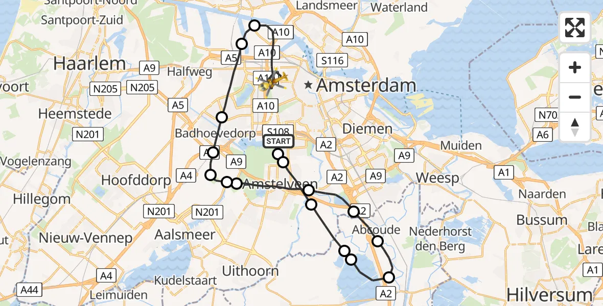 Vluchtroute Traumahelikopter VU Medisch Centrum Amsterdam - Amsterdam, 02 februari 2023, 21:34