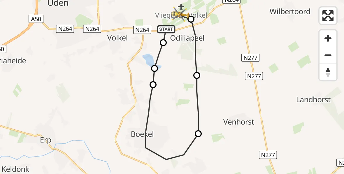 Vluchtroute Traumahelikopter Vliegbasis Volkel - Vliegbasis Volkel, 03 februari 2023, 00:09