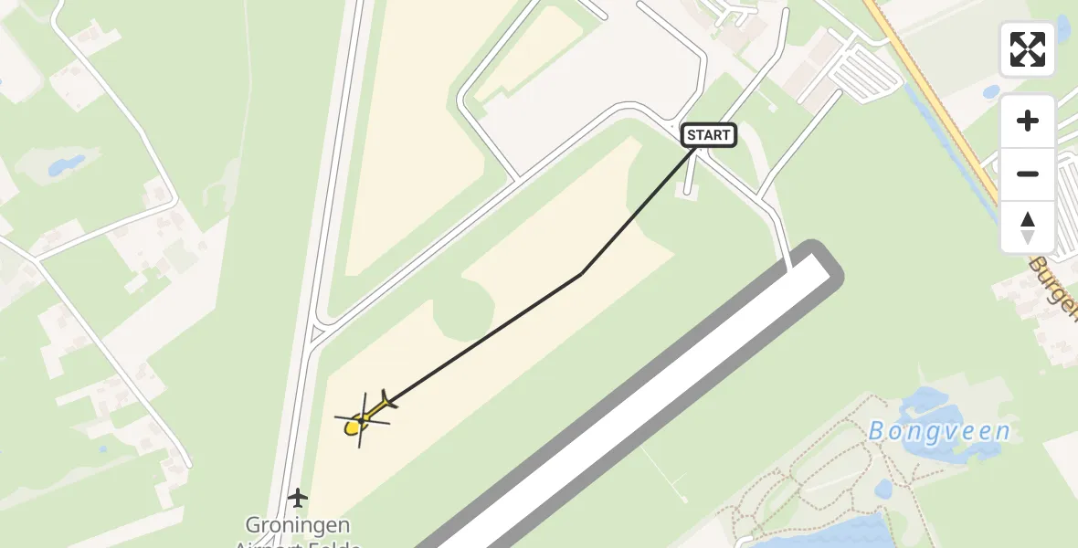 Routekaart van de vlucht: Traumahelikopter naar Groningen Airport Eelde