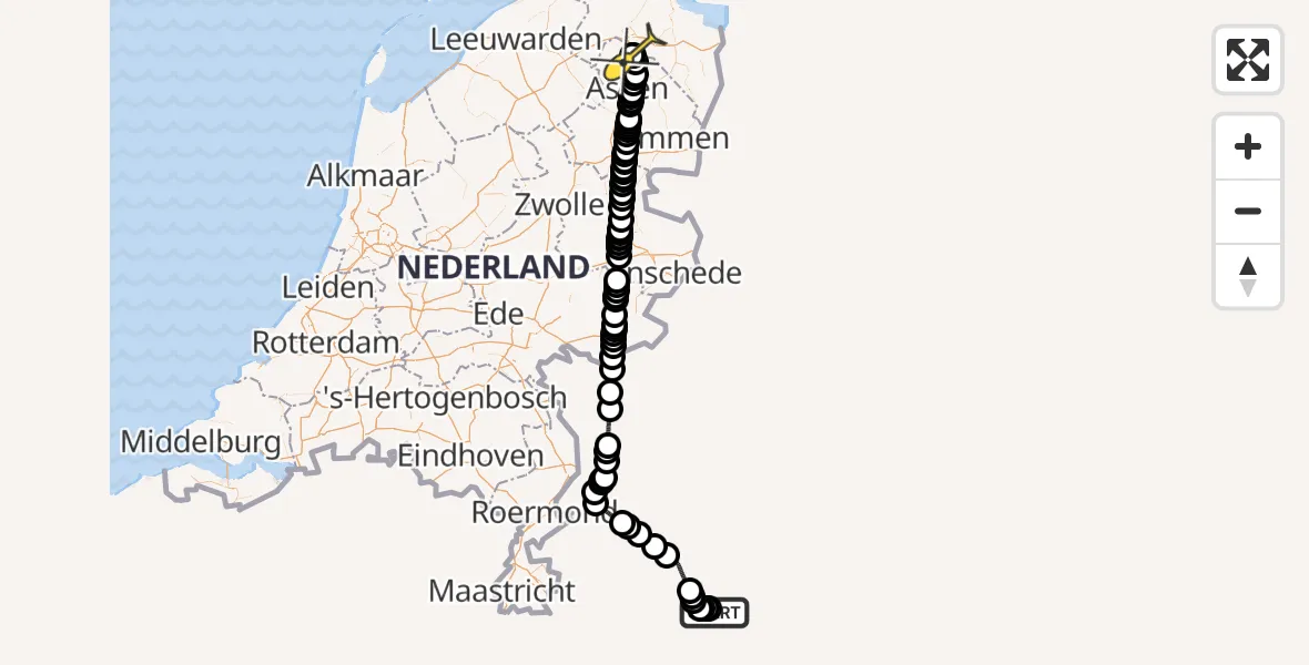 Routekaart van de vlucht: Traumaheli naar Groningen Airport Eelde