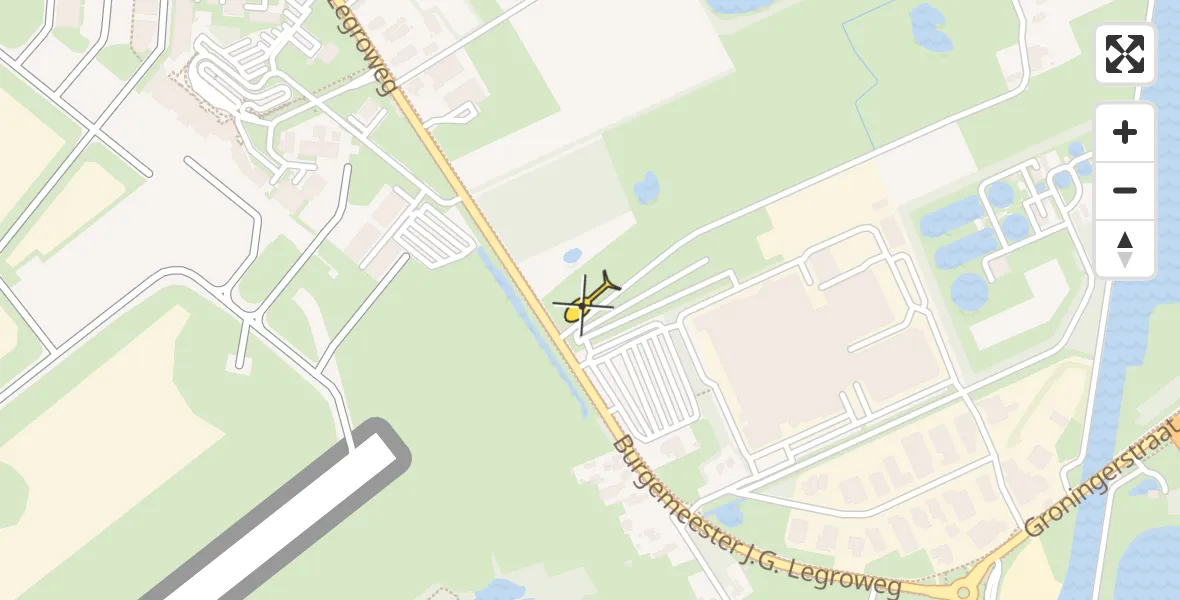 Routekaart van de vlucht: Traumahelikopter naar Groningen Airport Eelde