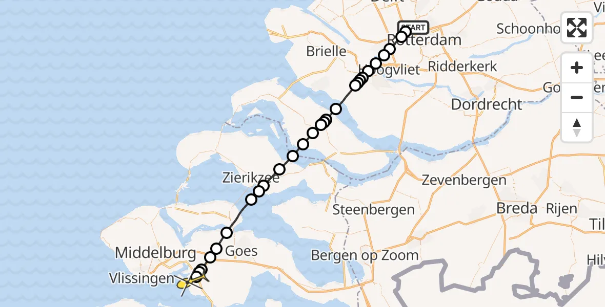 Routekaart van de vlucht: Lifeliner 2 naar Nieuwdorp
