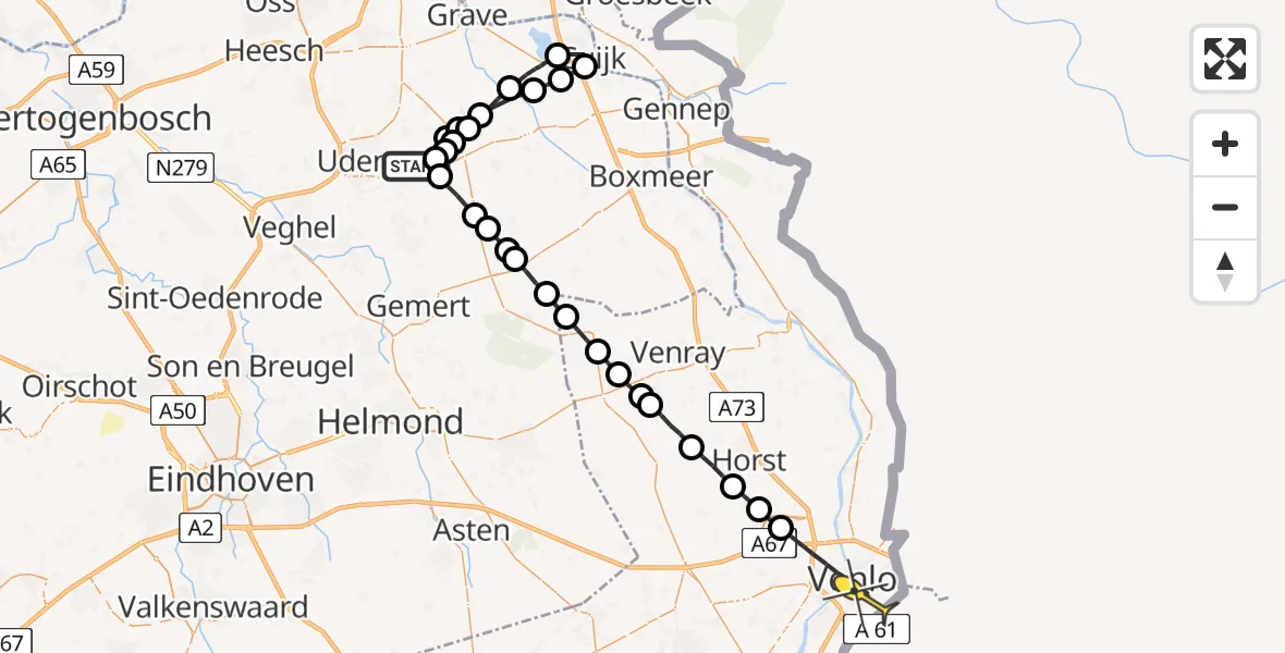 Routekaart van de vlucht: Lifeliner 3 naar Venlo