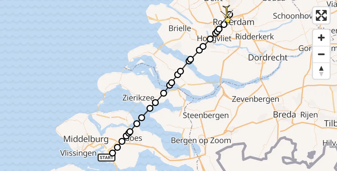 Routekaart van de vlucht: Lifeliner 2 naar Rotterdam The Hague Airport