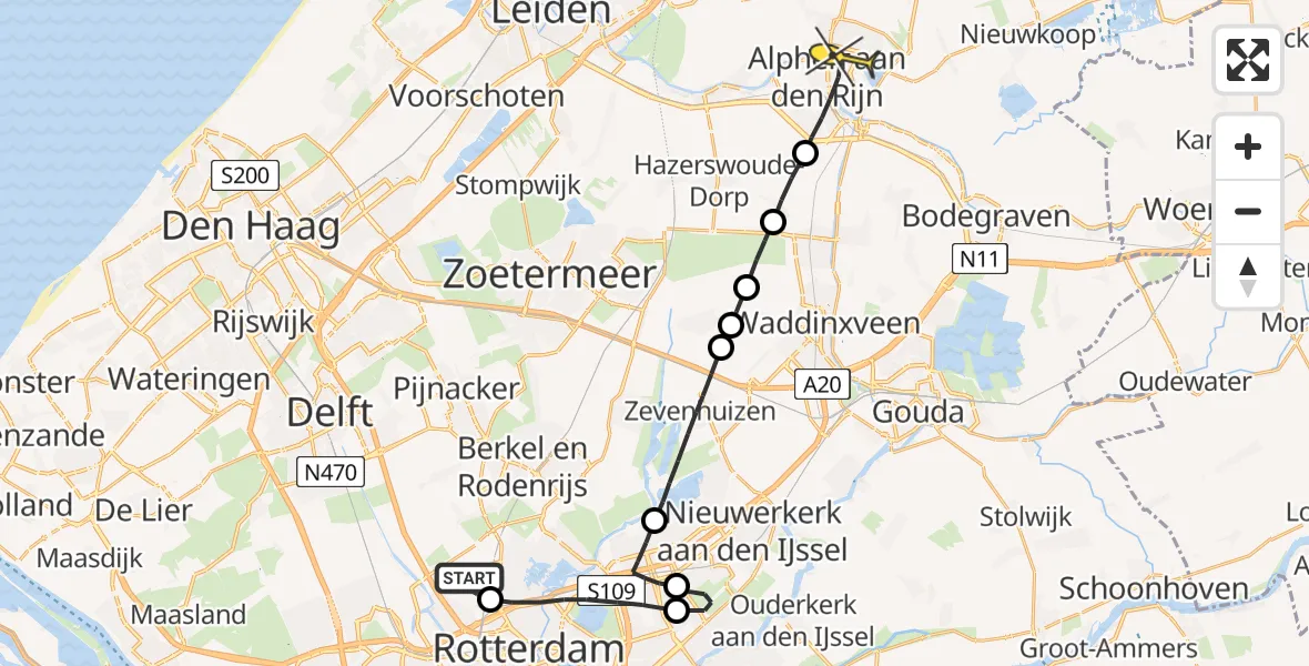 Routekaart van de vlucht: Lifeliner 2 naar Alphen aan den Rijn