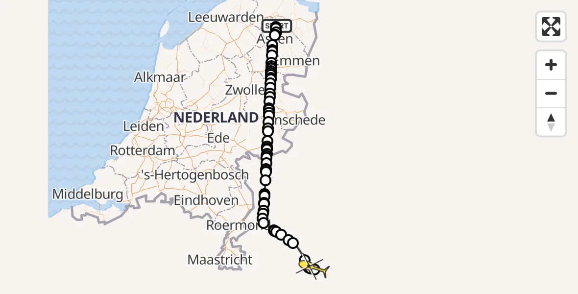 Routekaart van de vlucht: Traumahelikopter naar Sankt Augustin