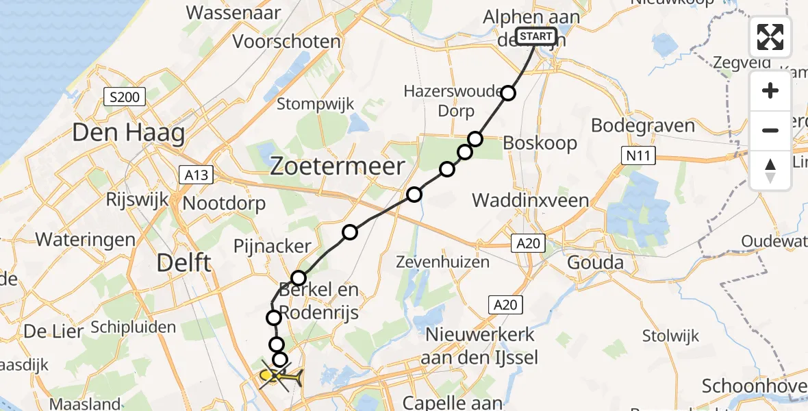 Routekaart van de vlucht: Lifeliner 2 naar Rotterdam The Hague Airport