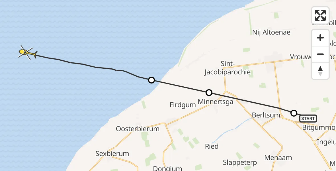 Routekaart van de vlucht: Ambulanceheli naar Formerum