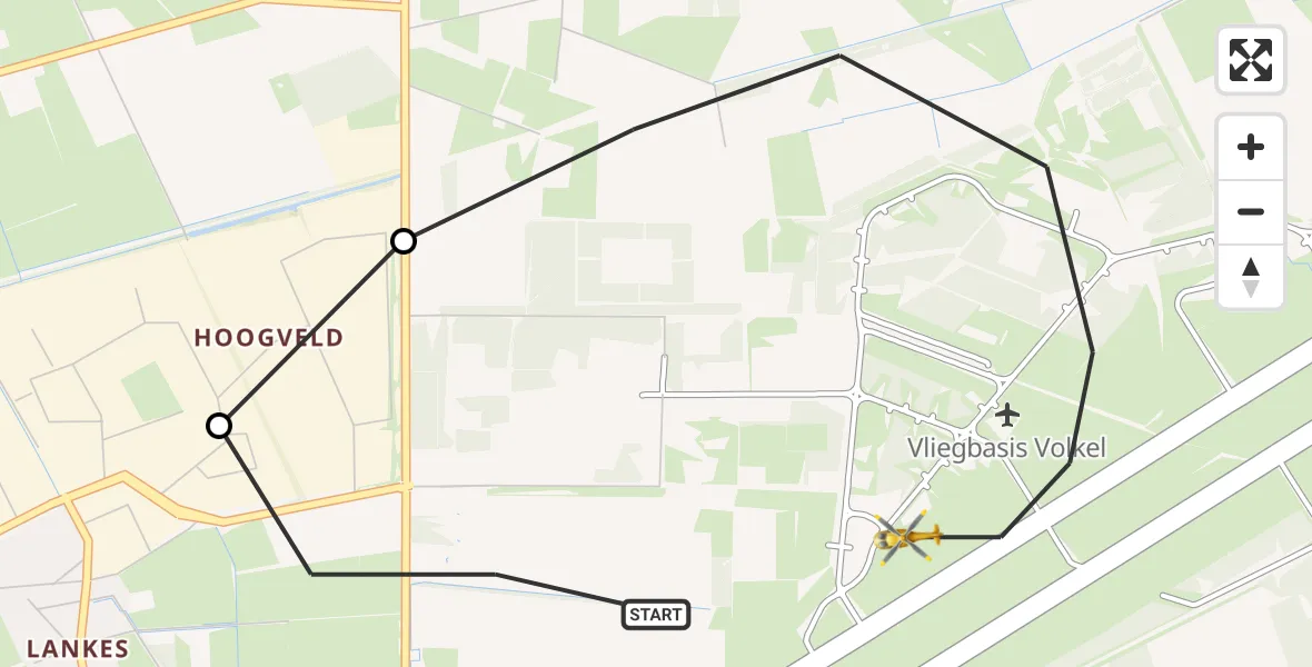 Vluchtroute Traumahelikopter Vliegbasis Volkel - Vliegbasis Volkel, 03 februari 2023, 17:37