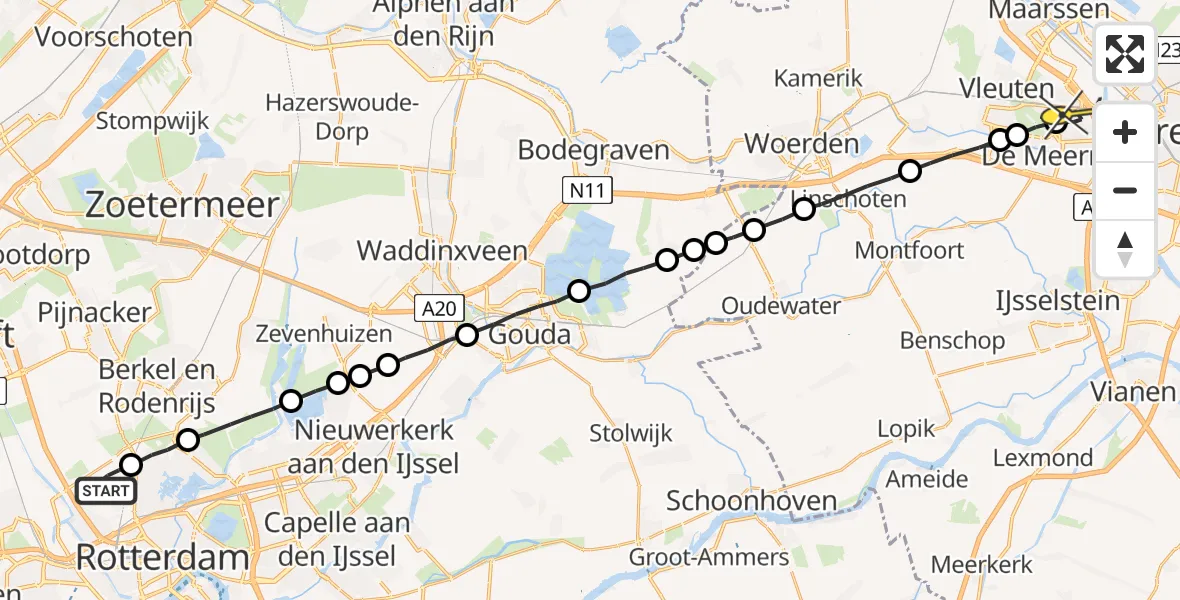 Routekaart van de vlucht: Lifeliner 2 naar Utrecht