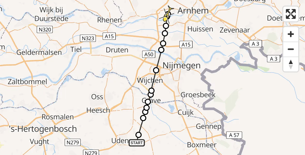 Routekaart van de vlucht: Lifeliner 3 naar Heveadorp