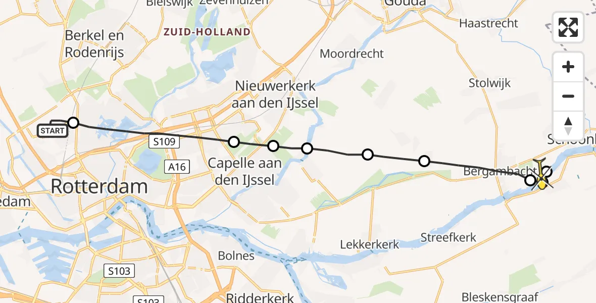 Routekaart van de vlucht: Lifeliner 2 naar Bergambacht