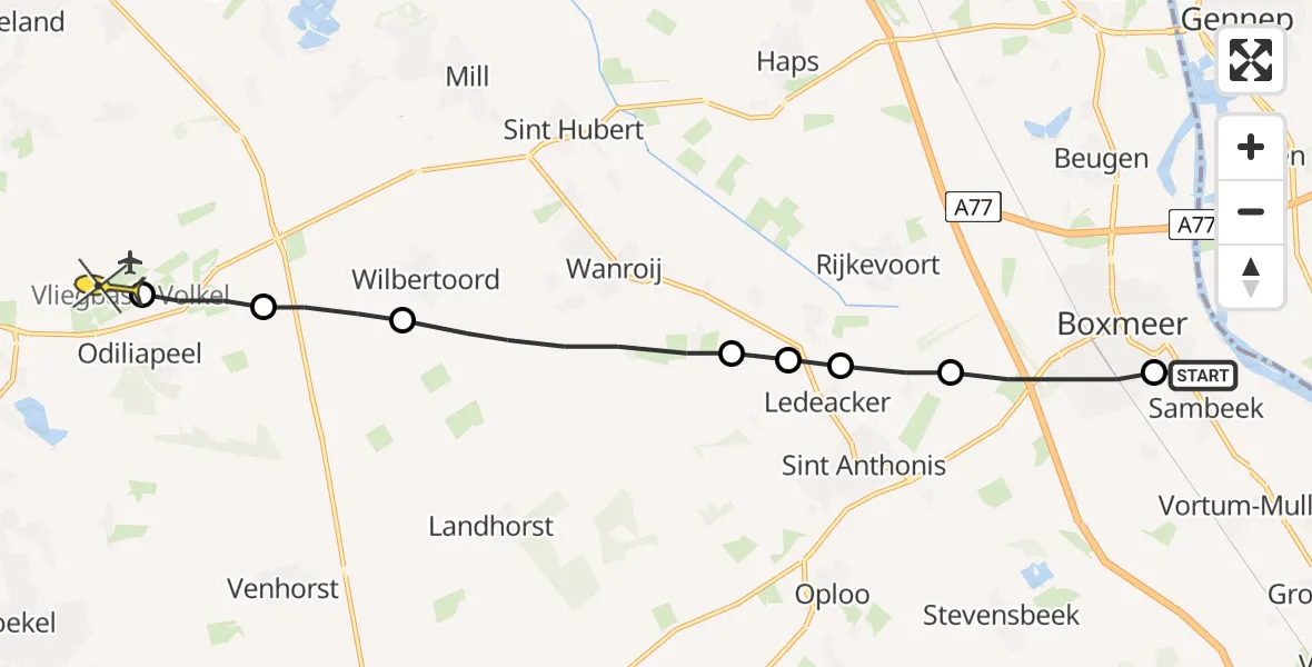 Routekaart van de vlucht: Lifeliner 3 naar Vliegbasis Volkel