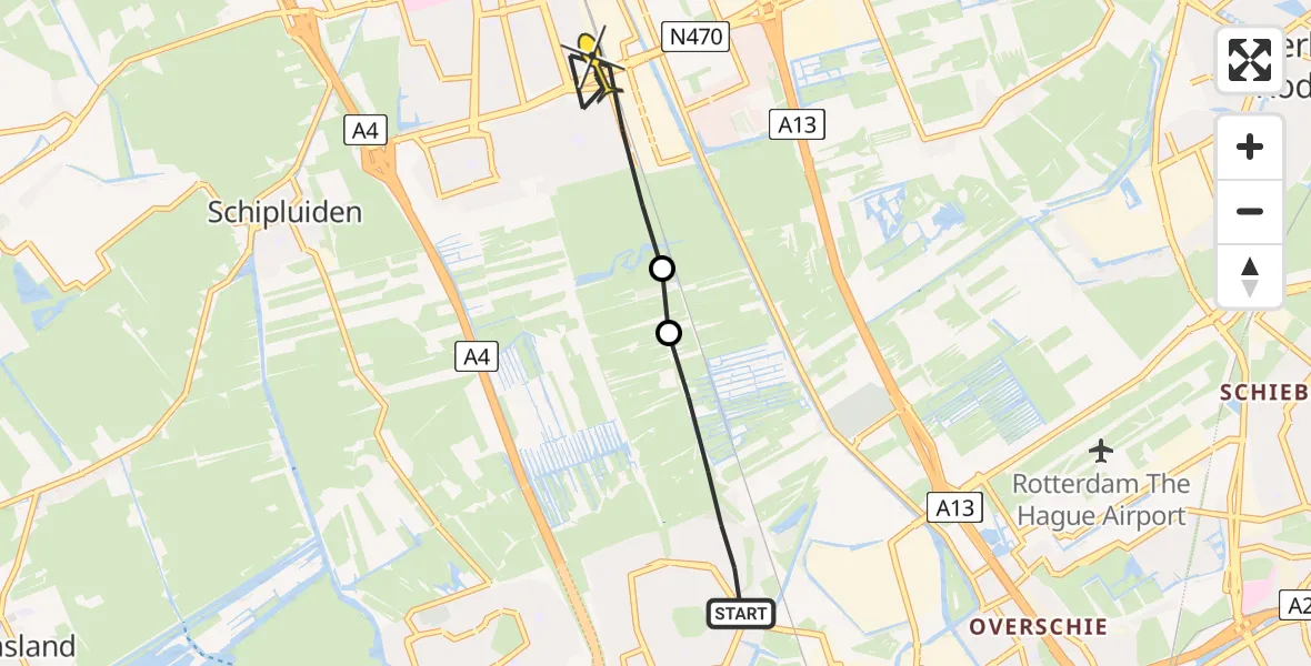 Routekaart van de vlucht: Lifeliner 2 naar Delft