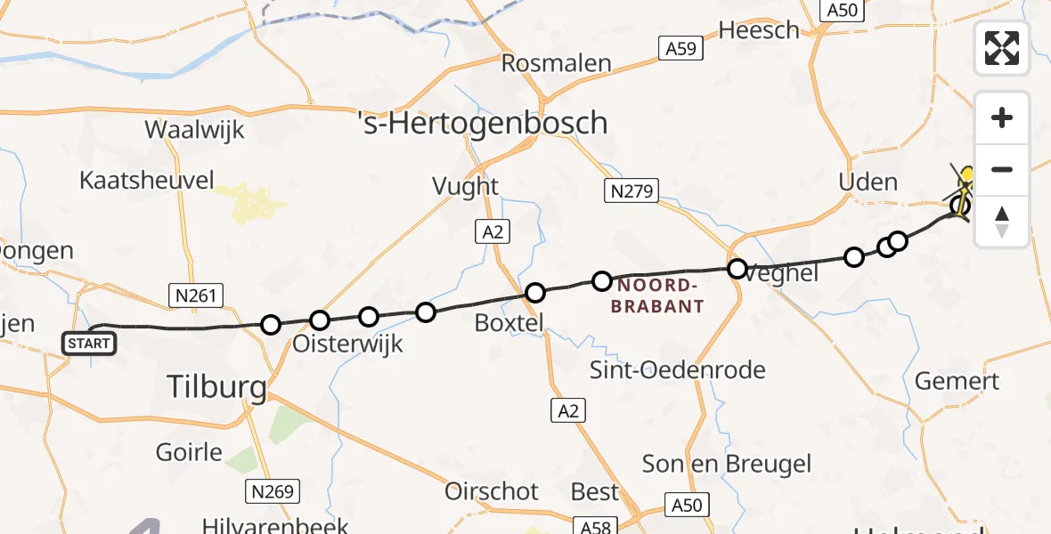 Routekaart van de vlucht: Lifeliner 3 naar Vliegbasis Volkel