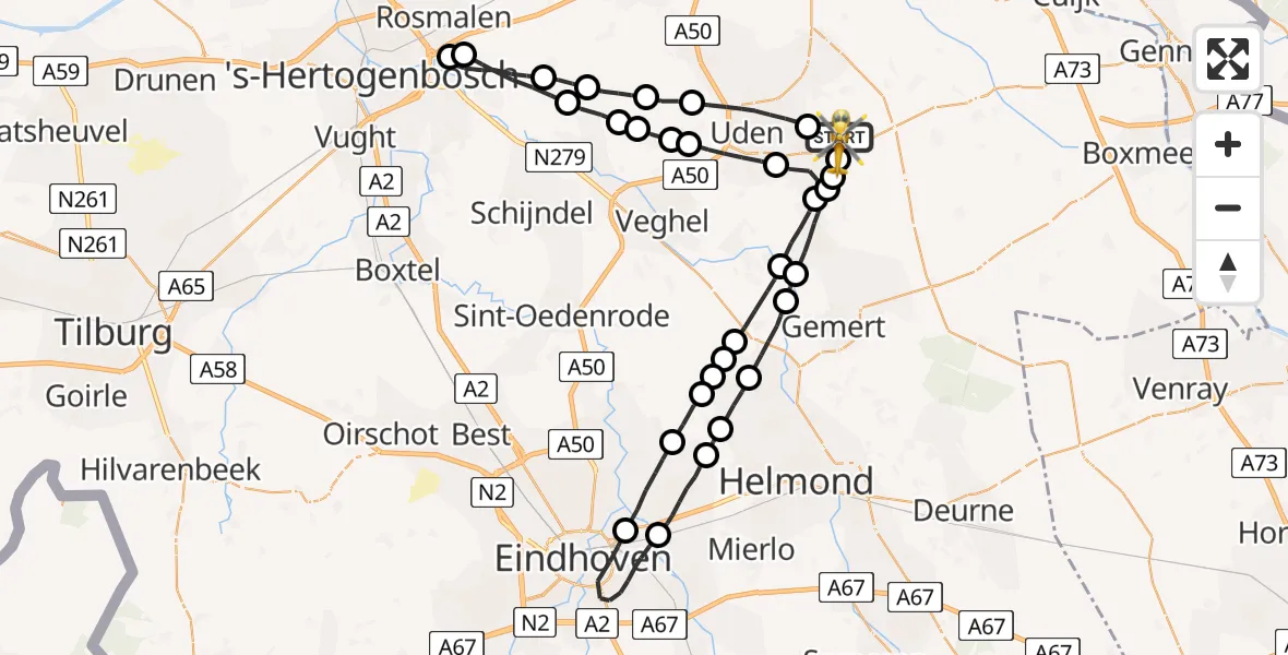 Vluchtroute Traumahelikopter Vliegbasis Volkel - Vliegbasis Volkel, 05 februari 2023, 11:40