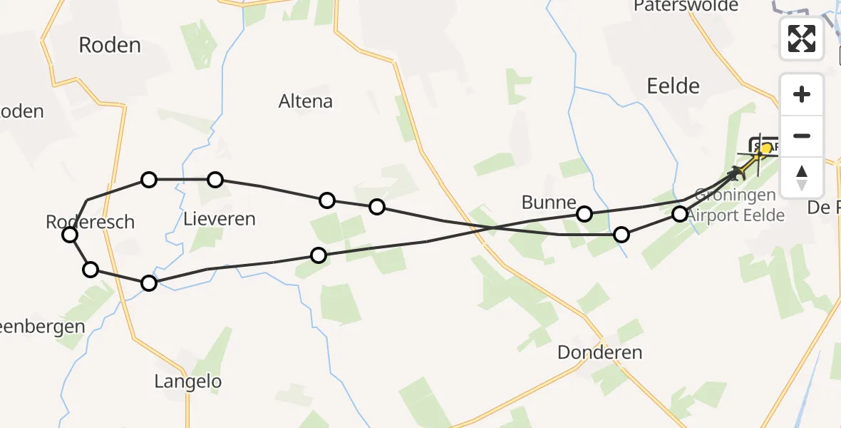 Routekaart van de vlucht: Lifeliner 4 naar Groningen Airport Eelde
