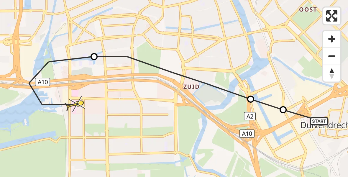 Routekaart van de vlucht: Lifeliner 1 naar VU Medisch Centrum Amsterdam