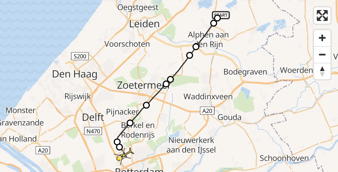 Routekaart van de vlucht: Lifeliner 1 naar Rotterdam The Hague Airport