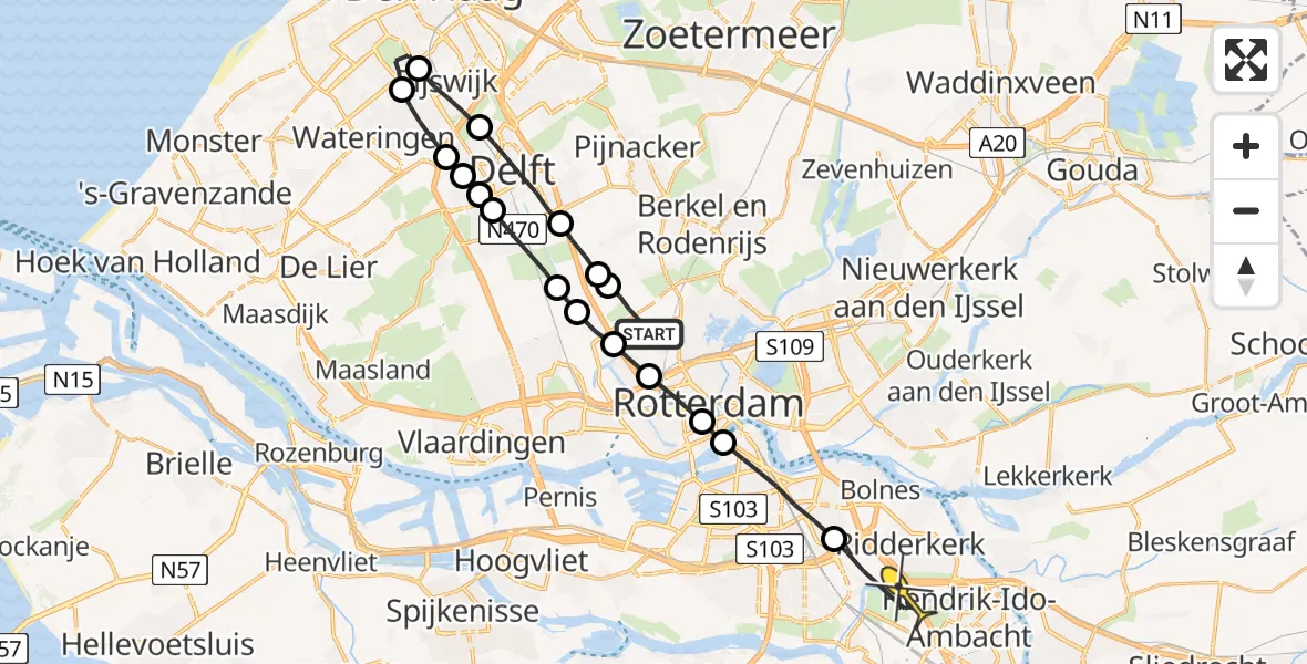 Routekaart van de vlucht: Lifeliner 2 naar Ridderkerk