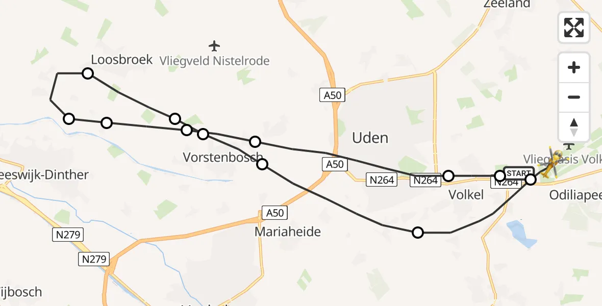 Vluchtroute Traumahelikopter Vliegbasis Volkel - Vliegbasis Volkel, 05 februari 2023, 21:47