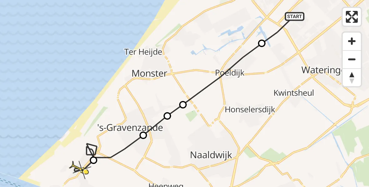 Routekaart van de vlucht: Lifeliner 2 naar Hoek van Holland