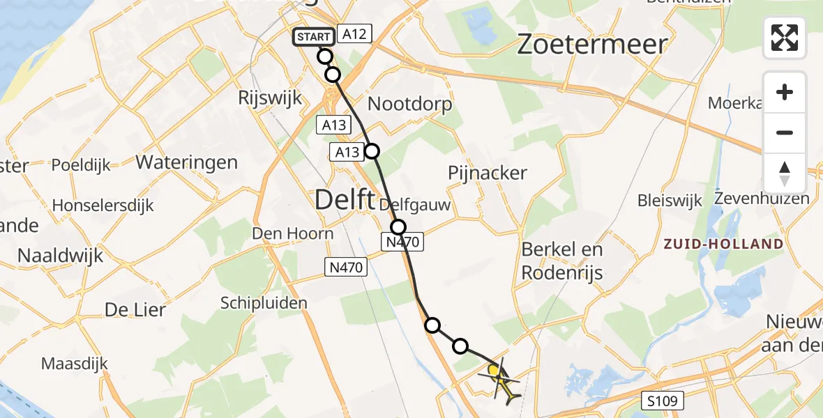 Routekaart van de vlucht: Lifeliner 2 naar Rotterdam The Hague Airport