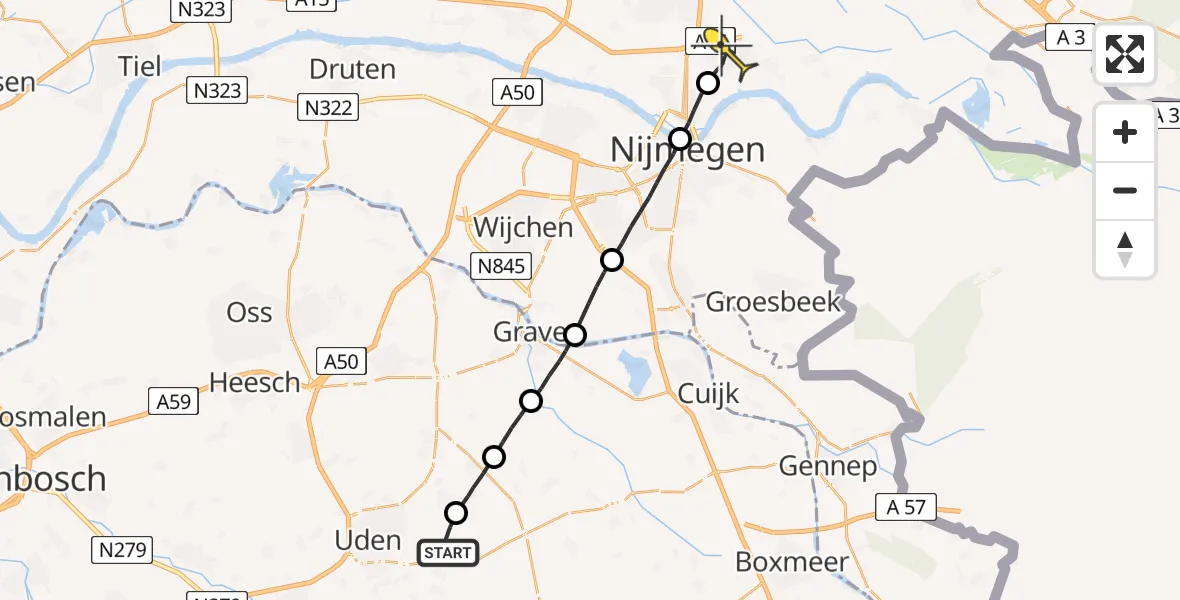 Routekaart van de vlucht: Lifeliner 3 naar Bemmel