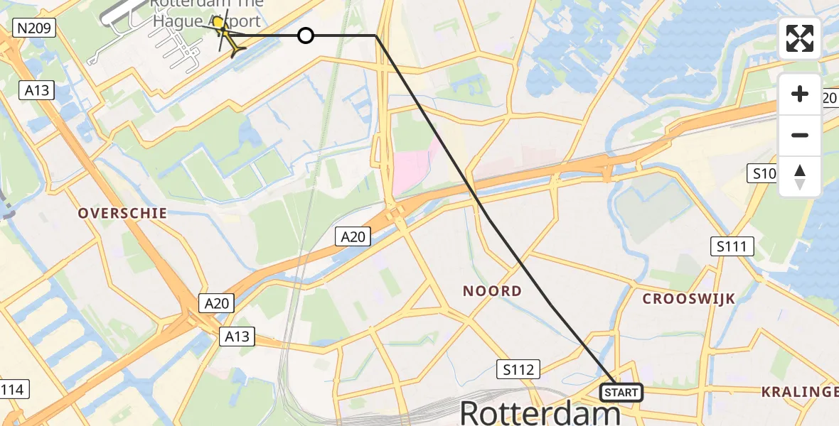 Routekaart van de vlucht: Lifeliner 2 naar Rotterdam The Hague Airport