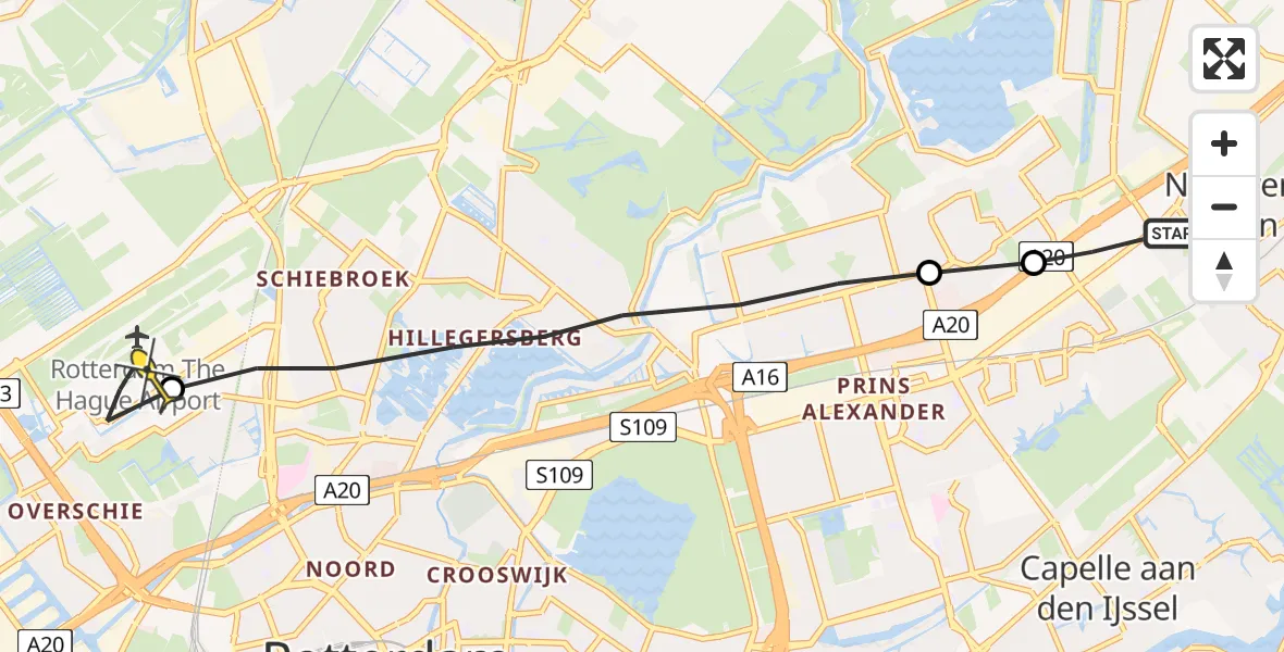 Routekaart van de vlucht: Lifeliner 2 naar Rotterdam The Hague Airport