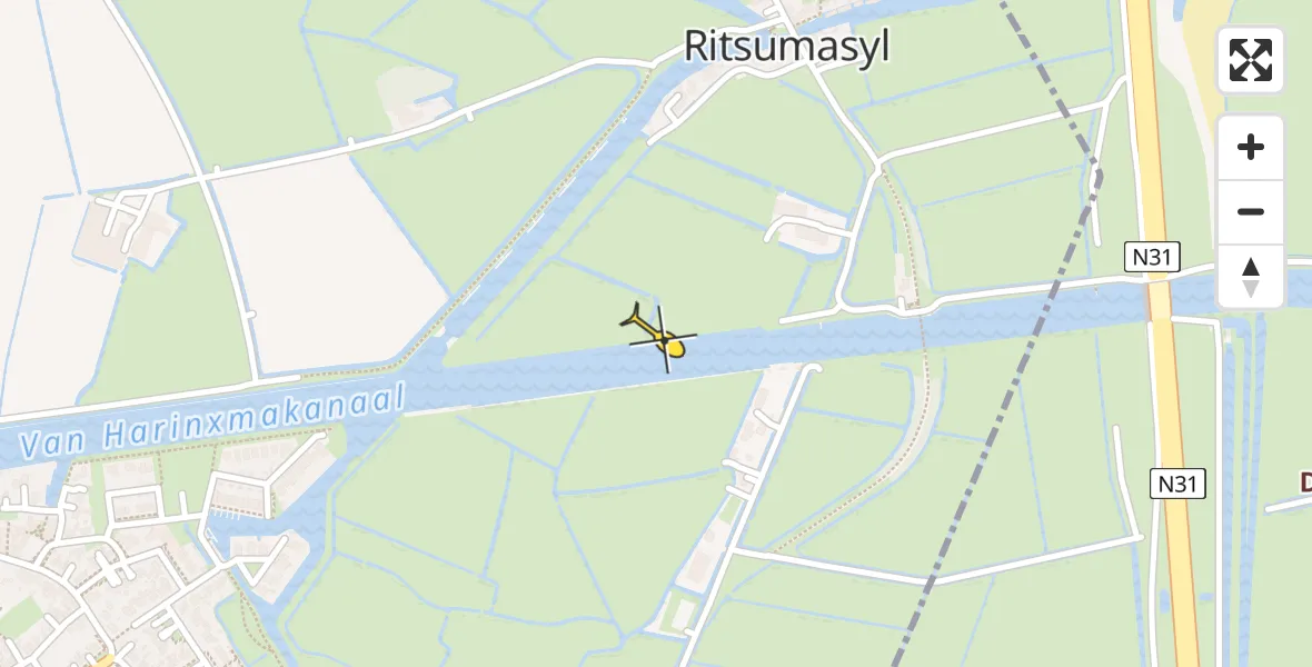 Routekaart van de vlucht: Ambulancehelikopter naar Deinum