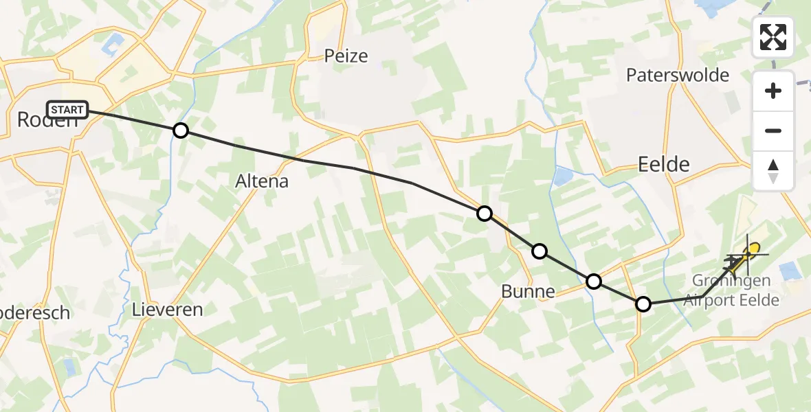 Routekaart van de vlucht: Lifeliner 4 naar Groningen Airport Eelde