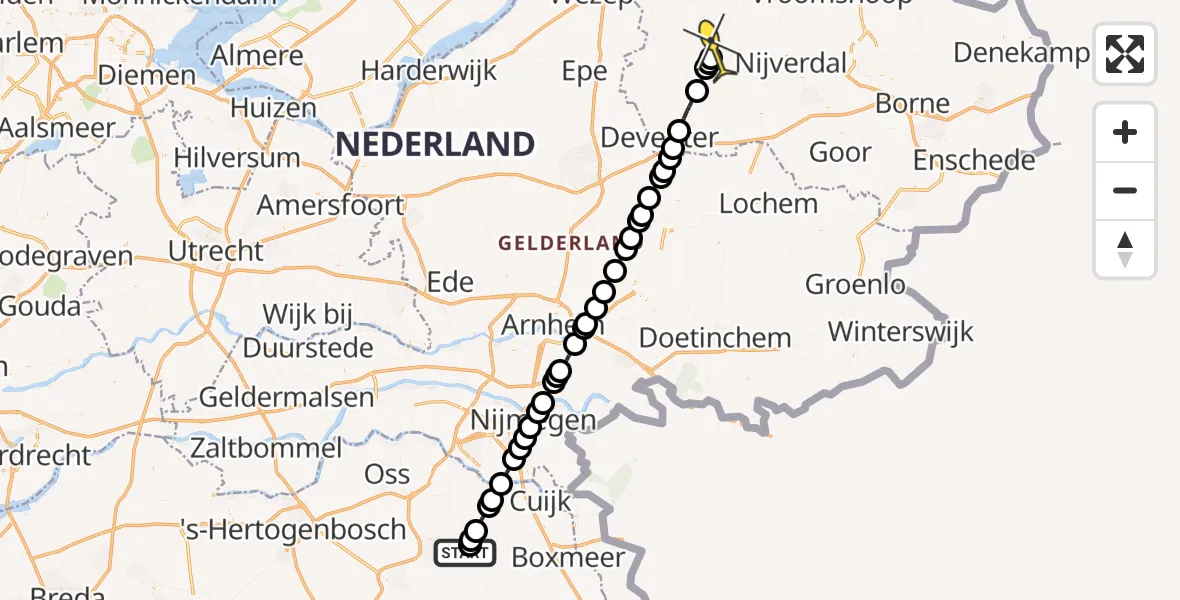 Routekaart van de vlucht: Lifeliner 3 naar Raalte