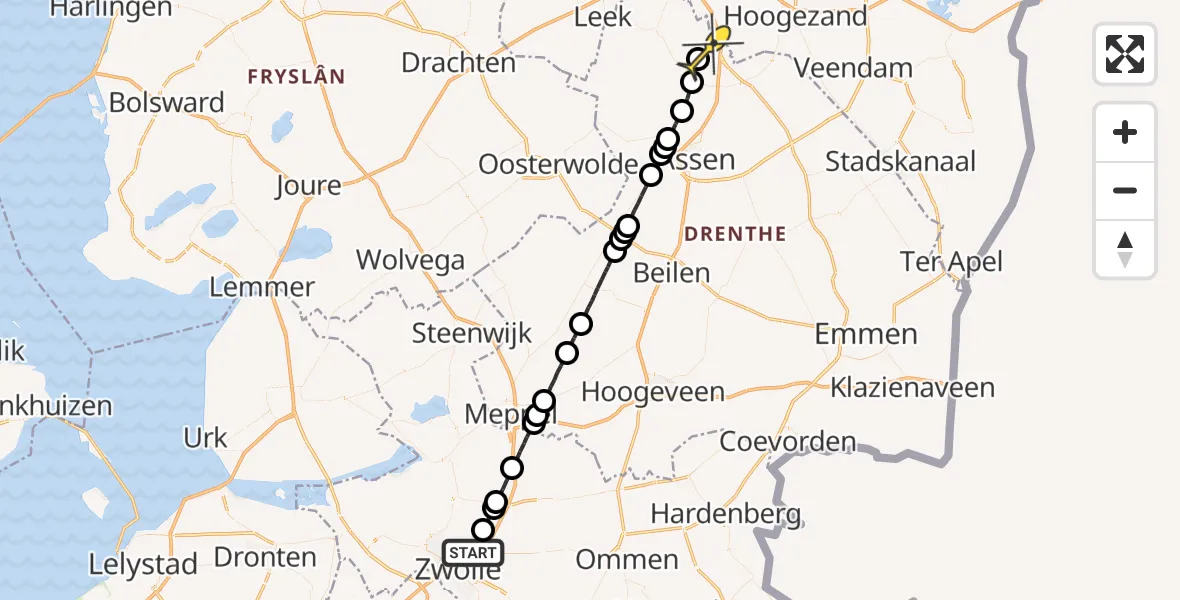 Routekaart van de vlucht: Lifeliner 4 naar Groningen Airport Eelde