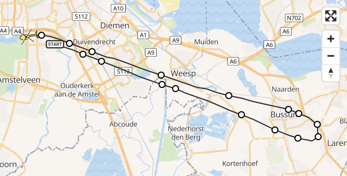 Routekaart van de vlucht: Lifeliner 1 naar VU Medisch Centrum Amsterdam