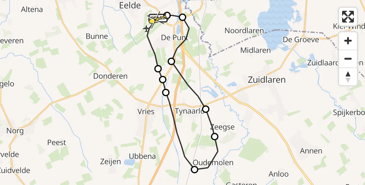 Routekaart van de vlucht: Lifeliner 4 naar Groningen Airport Eelde