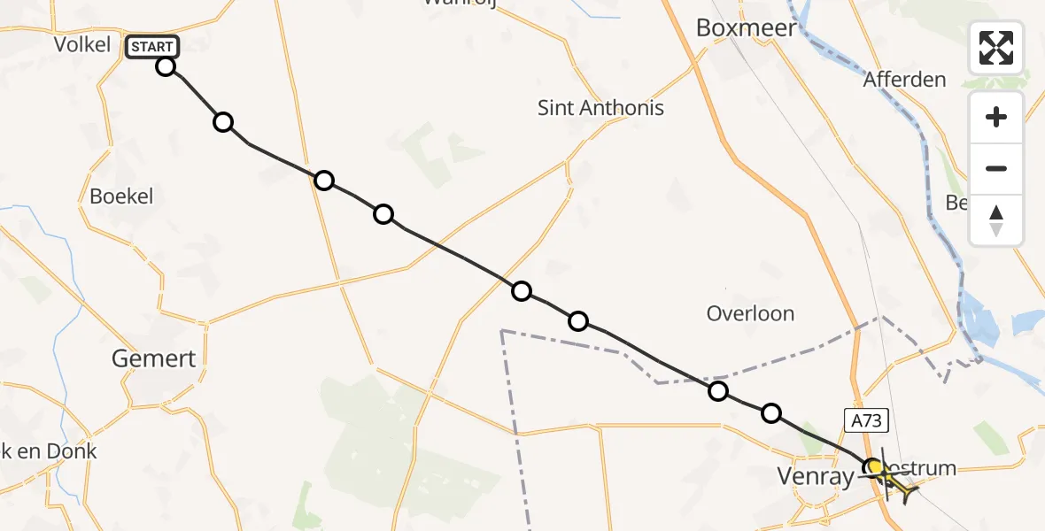 Routekaart van de vlucht: Lifeliner 3 naar Oostrum