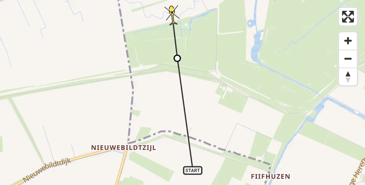 Routekaart van de vlucht: Ambulanceheli naar Marrum