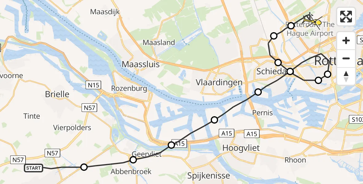 Routekaart van de vlucht: Lifeliner 2 naar Rotterdam The Hague Airport