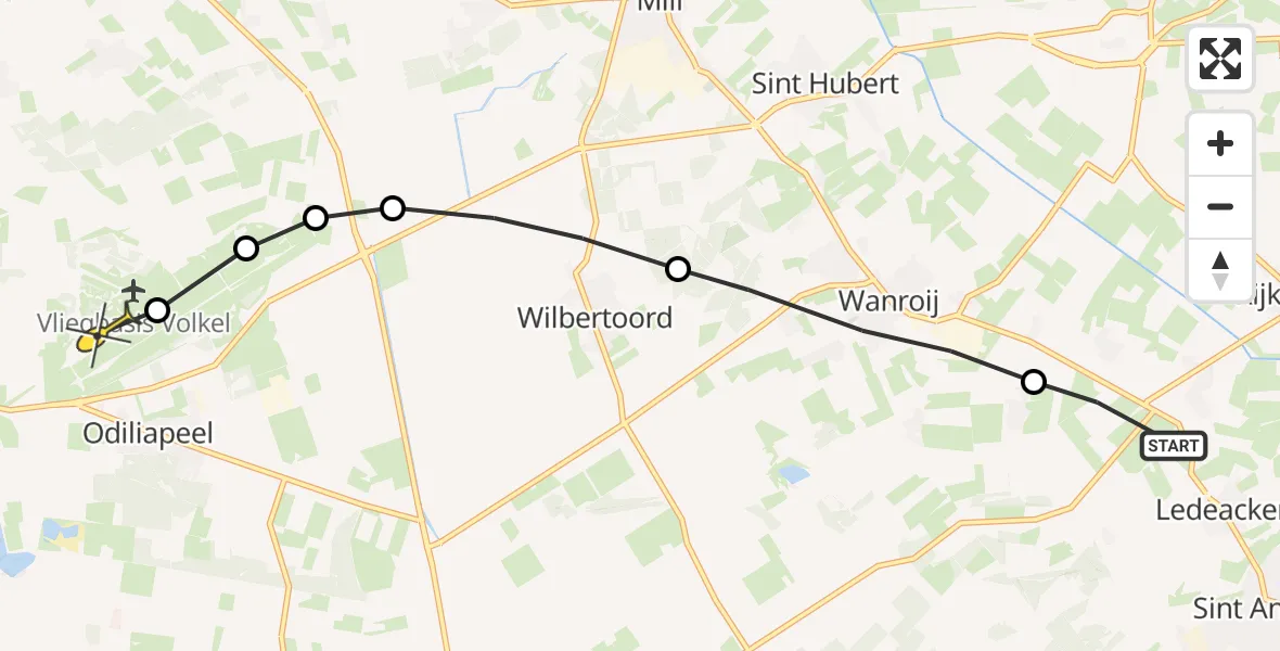 Routekaart van de vlucht: Lifeliner 3 naar Vliegbasis Volkel