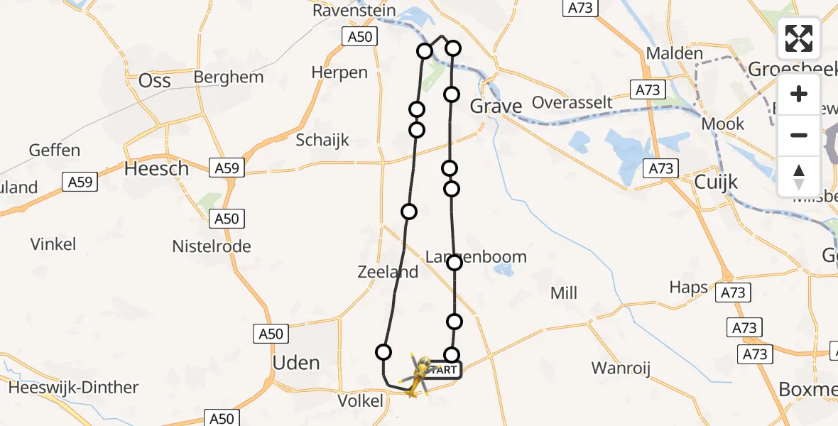 Vluchtroute Traumahelikopter Vliegbasis Volkel - Vliegbasis Volkel, 08 februari 2023, 03:47