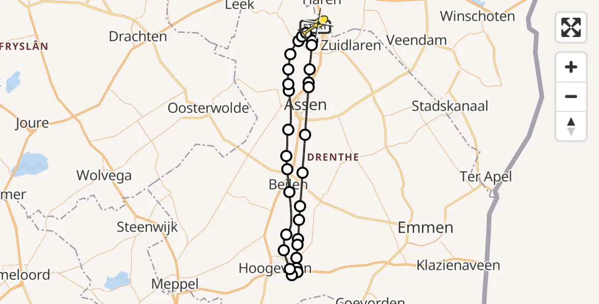 Routekaart van de vlucht: Lifeliner 4 naar Groningen Airport Eelde