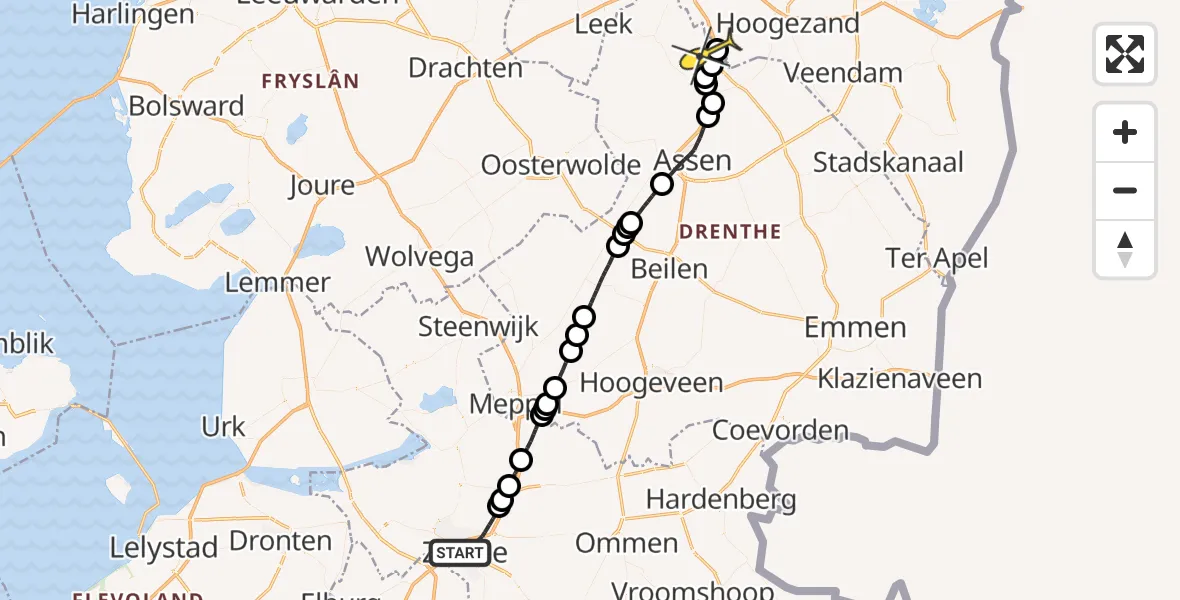 Routekaart van de vlucht: Lifeliner 4 naar Groningen Airport Eelde